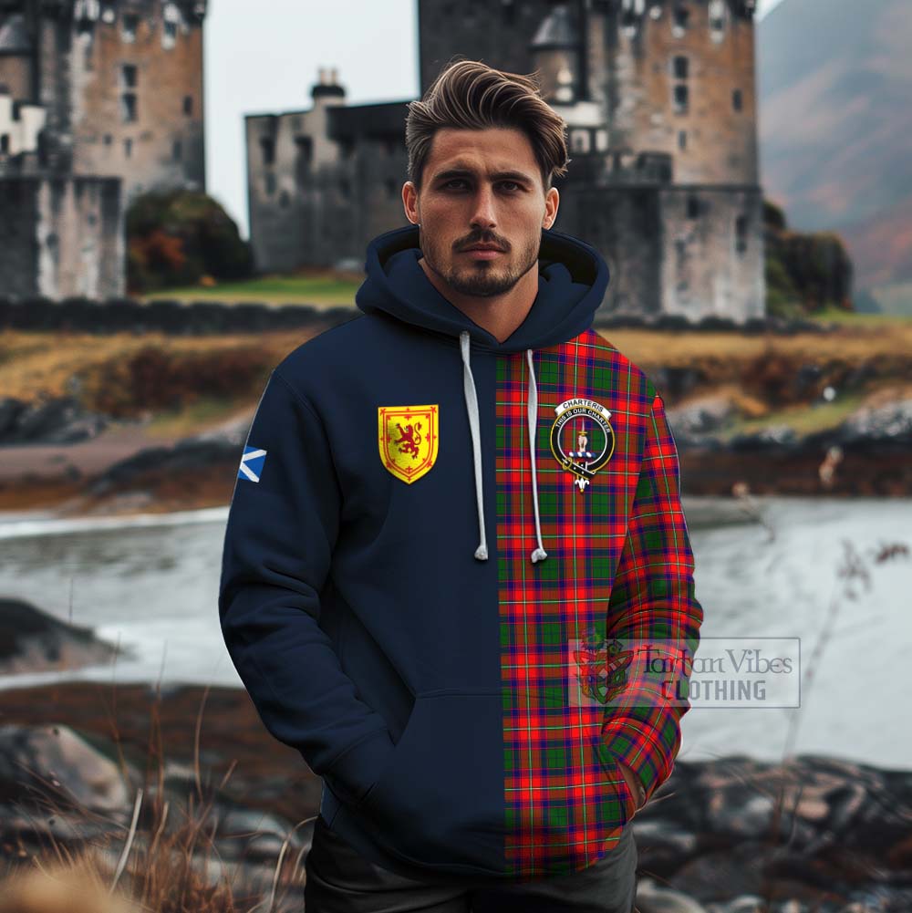 Tartan Vibes Clothing Charteris Tartan Cotton Hoodie Alba with Scottish Lion Royal Arm Half Style