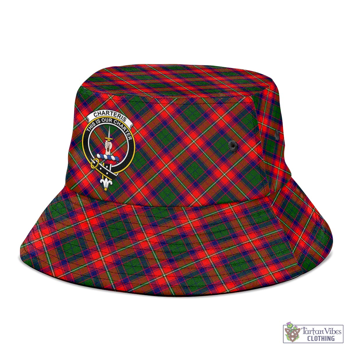 Tartan Vibes Clothing Charteris Tartan Bucket Hat with Family Crest
