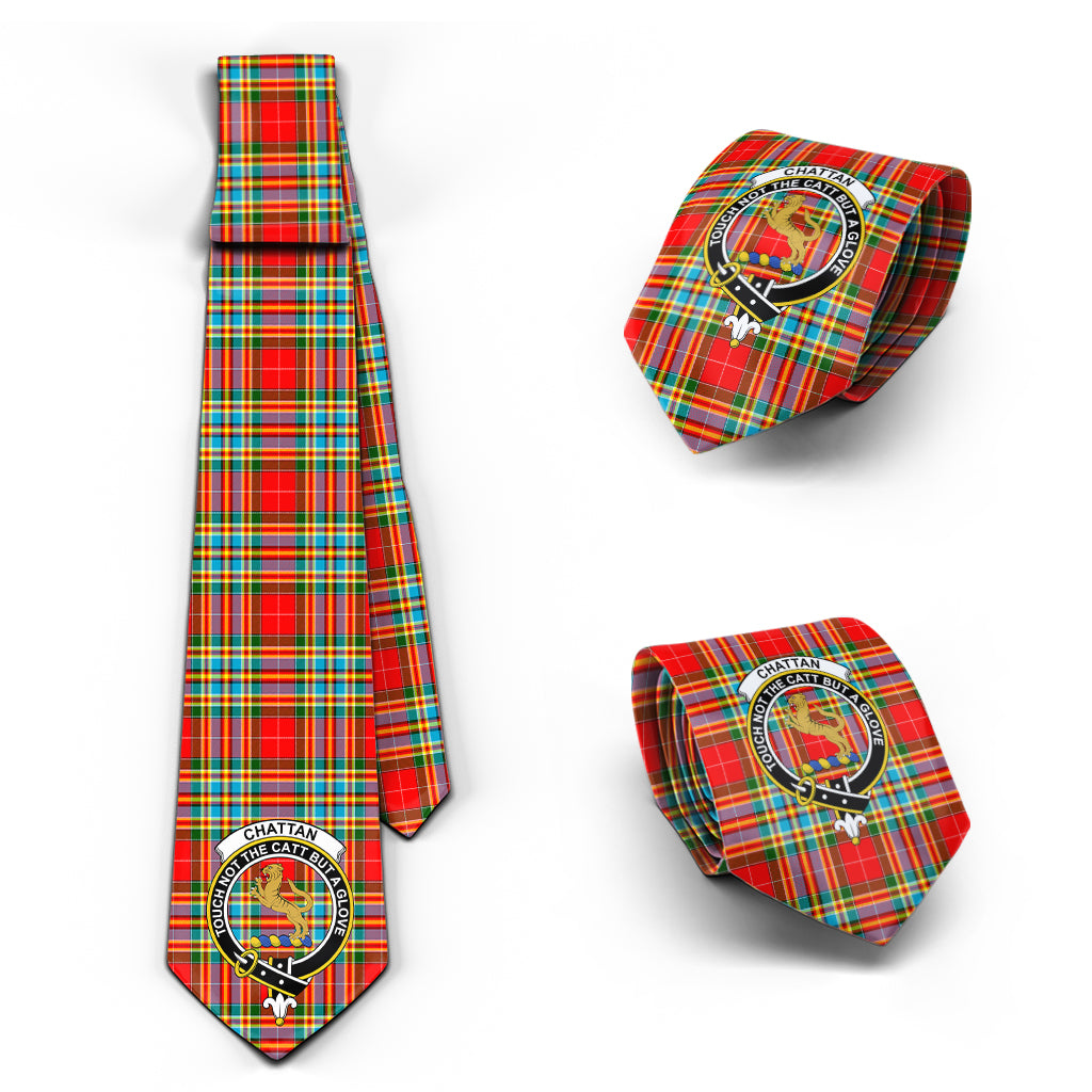 Chattan Tartan Classic Necktie with Family Crest Necktie One Size - Tartan Vibes Clothing