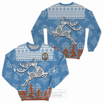 Chattan Clan Christmas Sweatshirt Celtic Reindeer Style