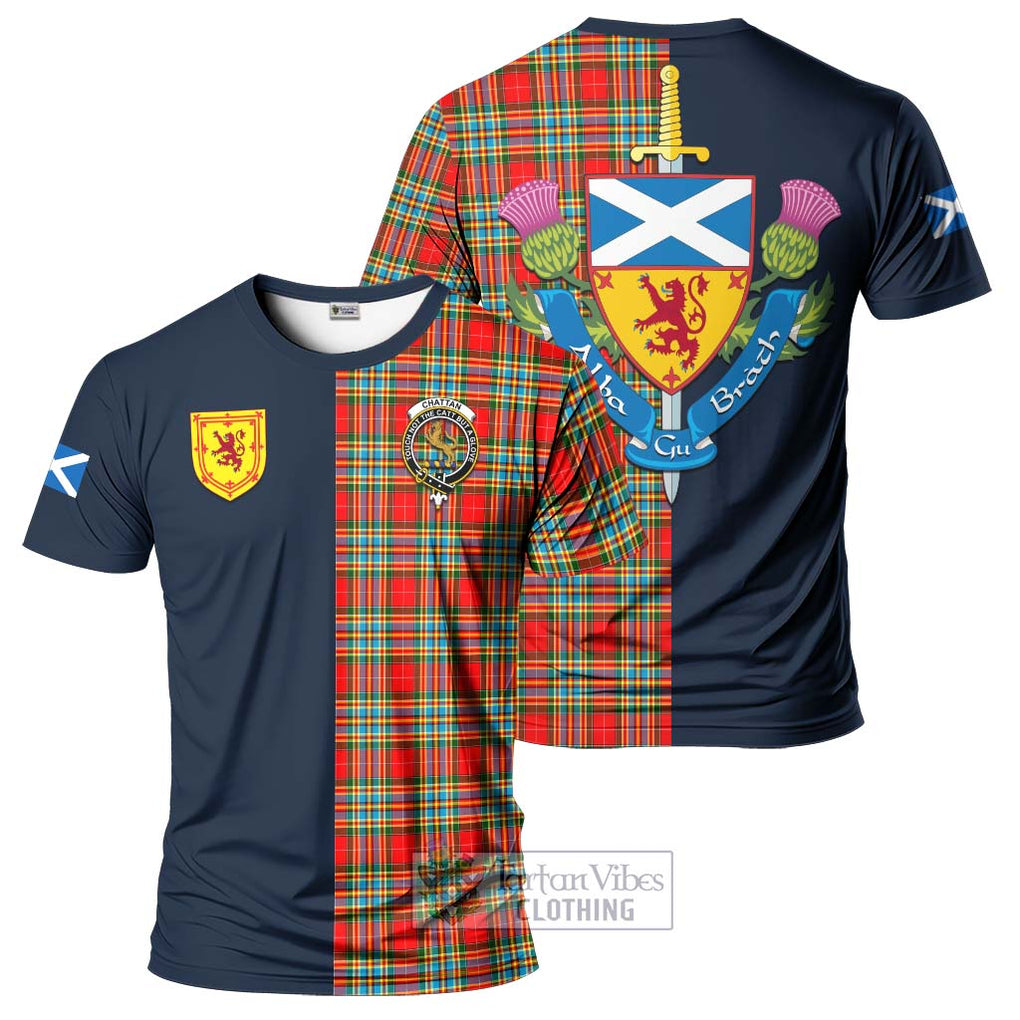 Tartan Vibes Clothing Chattan Tartan T-Shirt Alba with Scottish Lion Royal Arm Half Style