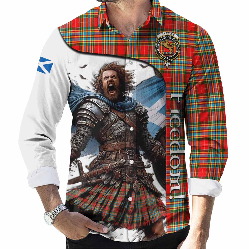 Tartan Vibes Clothing Chattan Crest Tartan Long Sleeve Button Shirt Inspired by the Freedom of Scottish Warrior