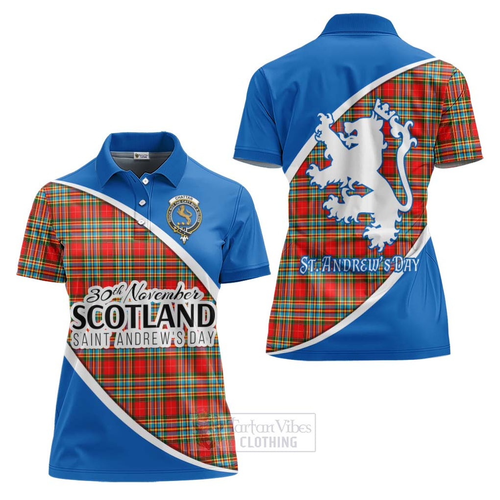 Tartan Vibes Clothing Chattan Family Crest Tartan Women's Polo Shirt Celebrate Saint Andrew's Day in Style