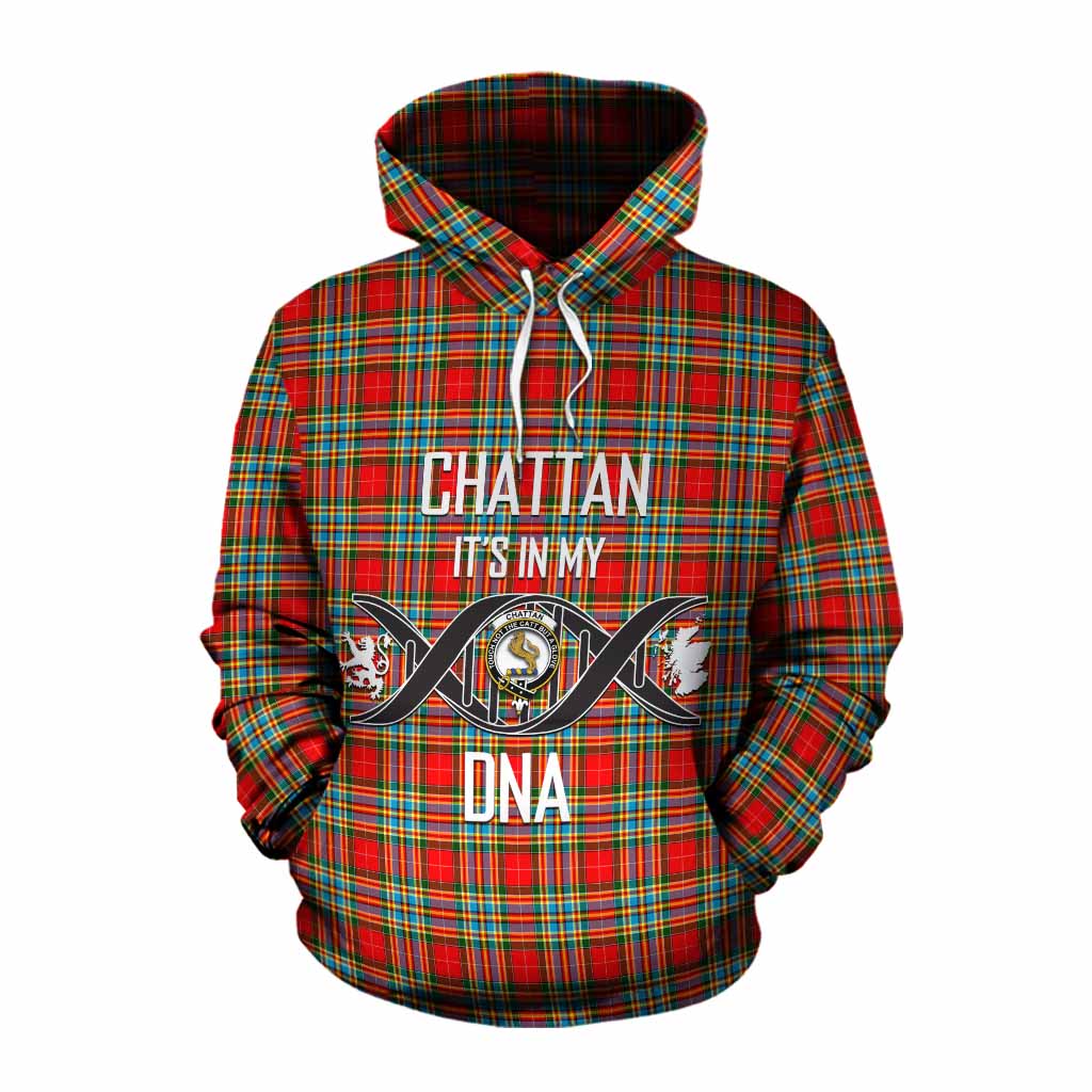 Tartan Vibes Clothing Chattan Tartan Cotton Hoodie with Family Crest DNA In Me Style