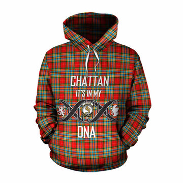 Chattan Tartan Cotton Hoodie with Family Crest DNA In Me Style