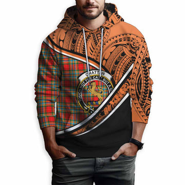 Chattan Crest Tartan Hoodie with Polynesian Vibes Style - Orange Version