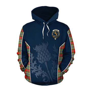 Chattan Tartan Cotton Hoodie with Family Crest and Scottish Thistle Vibes Sport Style