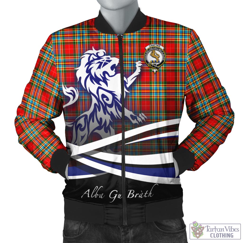 Tartan Vibes Clothing Chattan Tartan Bomber Jacket with Alba Gu Brath Regal Lion Emblem