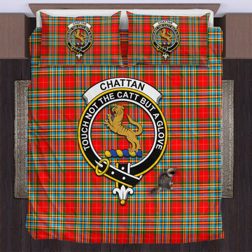 Chattan Tartan Bedding Set with Family Crest