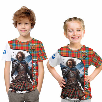 Chattan Crest Tartan Kid T-Shirt Inspired by the Freedom of Scottish Warrior