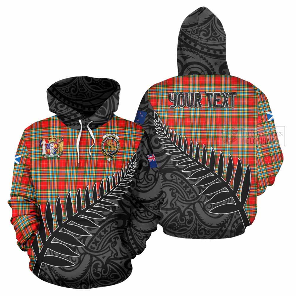 Tartan Vibes Clothing Chattan Crest Tartan Hoodie with New Zealand Silver Fern Half Style