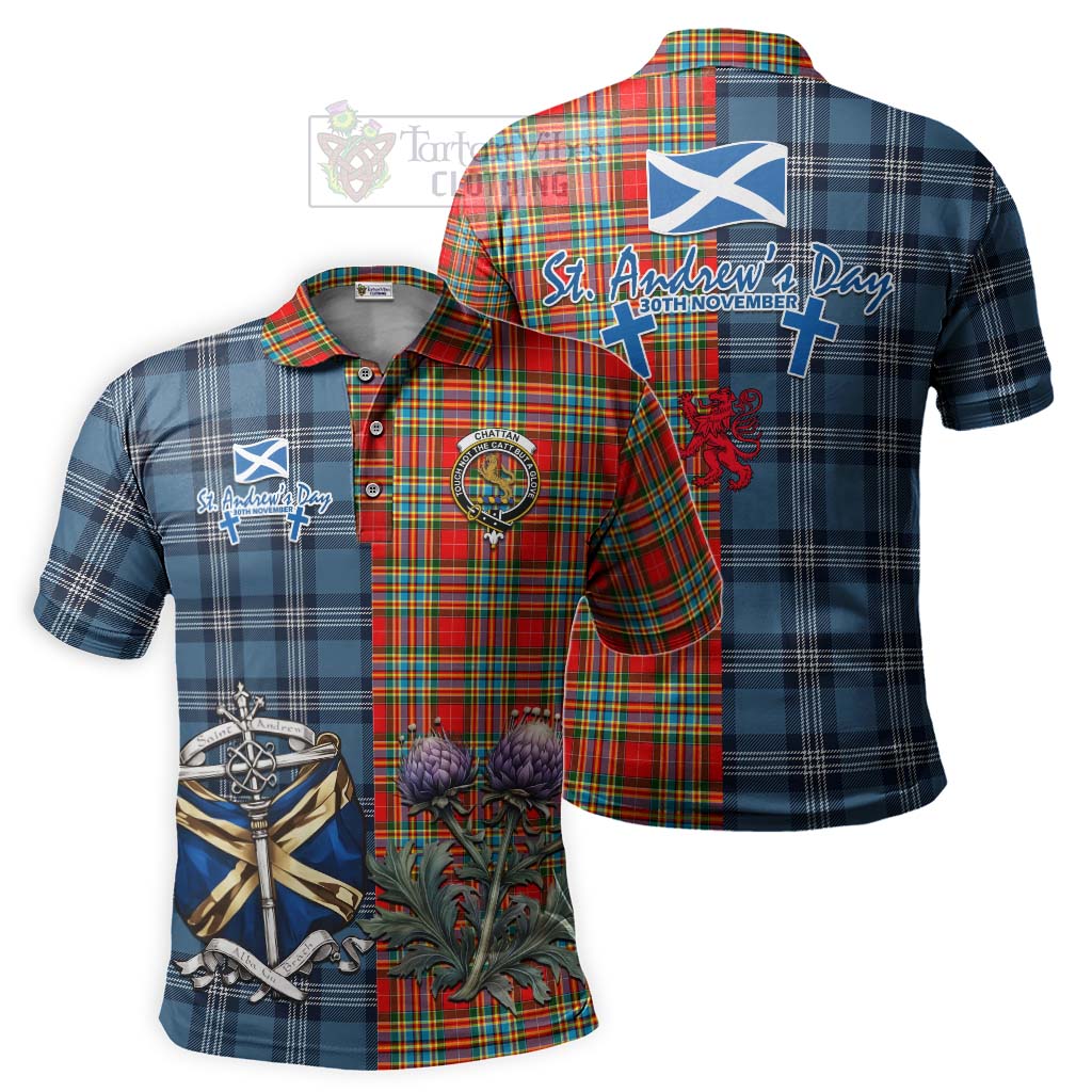 Tartan Vibes Clothing Chattan Tartan Polo Shirt Happy St. Andrew's Day Half Tartan Style