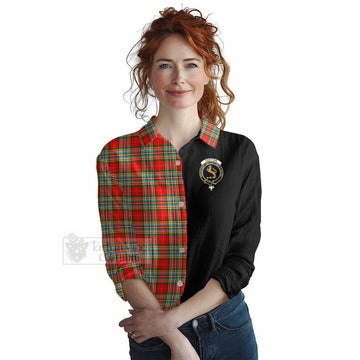 Chattan Tartan Women's Casual Shirt with Family Crest and Half Of Me Style