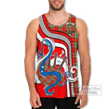 Chattan Tartan Men's Tank Top with Epic Bagpipe Style