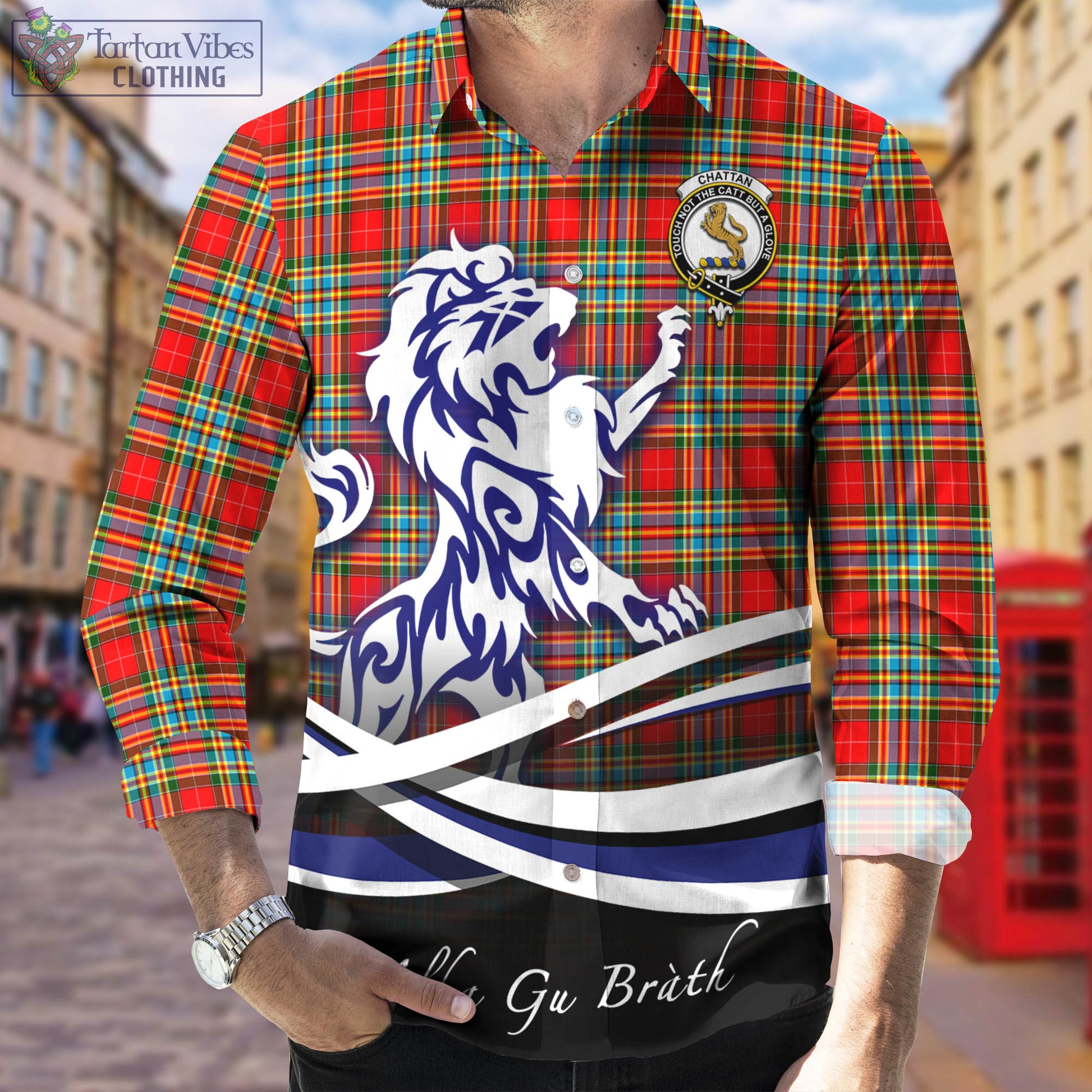 chattan-tartan-long-sleeve-button-up-shirt-with-alba-gu-brath-regal-lion-emblem