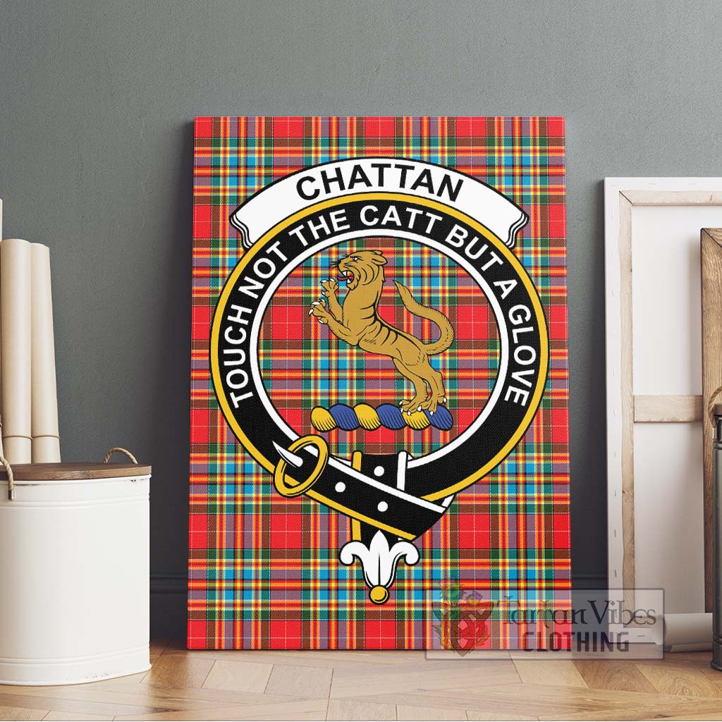 Tartan Vibes Clothing Chattan Tartan Canvas Print Wall Art with Family Crest