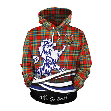 Chattan Tartan Cotton Hoodie with Alba Gu Brath Regal Lion Emblem