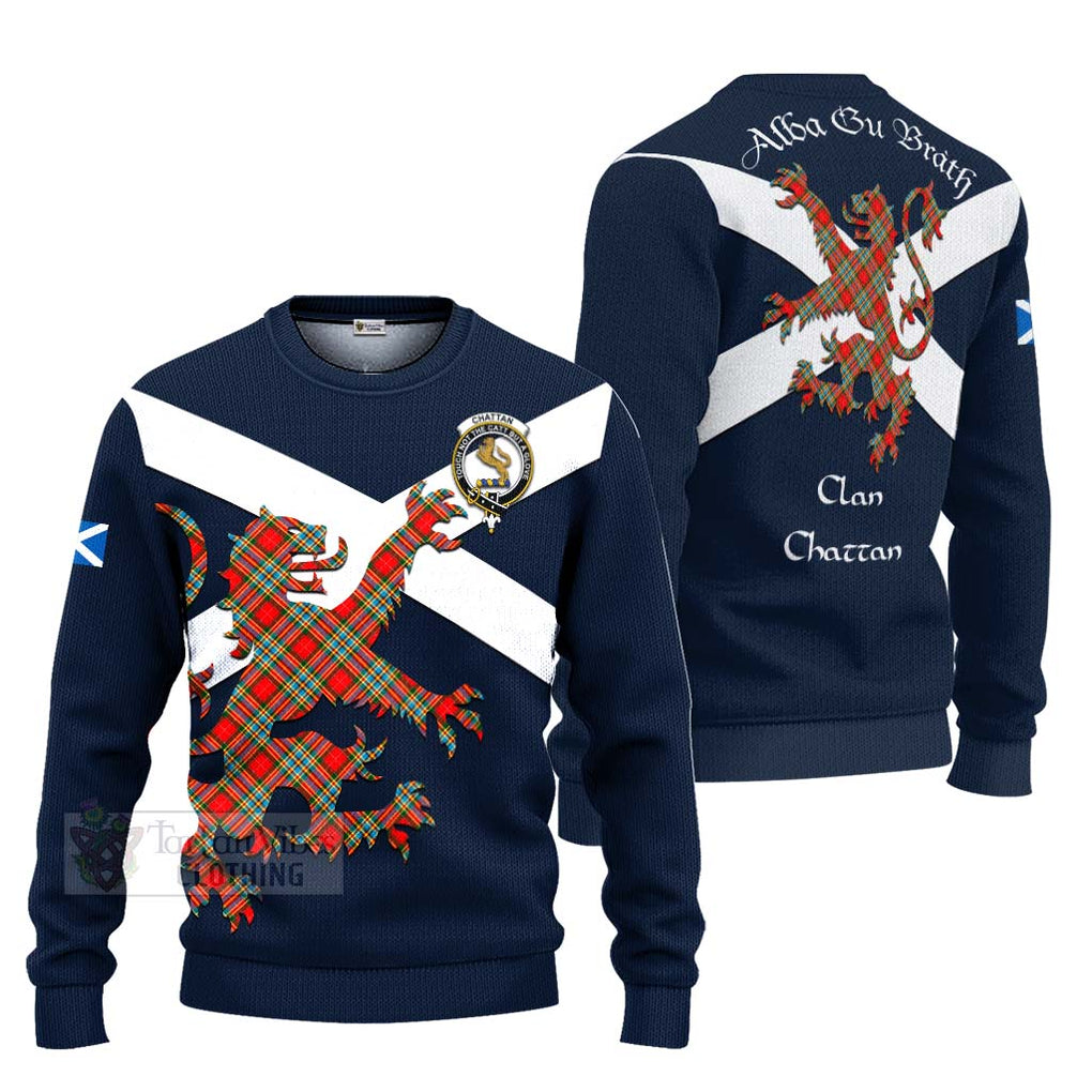 Tartan Vibes Clothing Chattan Tartan Lion Rampant Knitted Sweater – Proudly Display Your Heritage with Alba Gu Brath and Clan Name