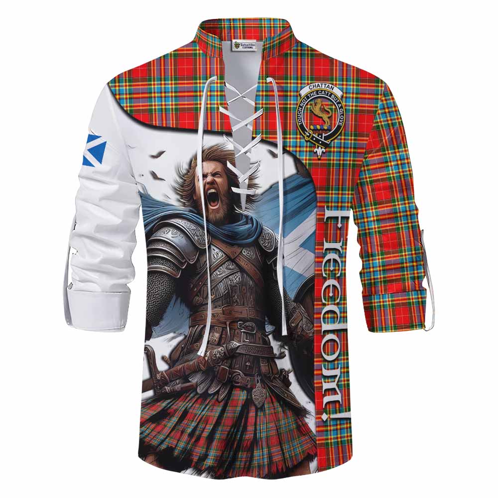 Tartan Vibes Clothing Chattan Crest Tartan Ghillie Kilt Shirt Inspired by the Freedom of Scottish Warrior