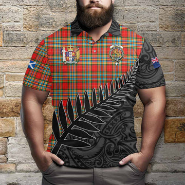 Chattan Crest Tartan Polo Shirt with New Zealand Silver Fern Half Style