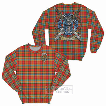 Chattan Tartan Sweatshirt with Family Crest Celtic Skull Style