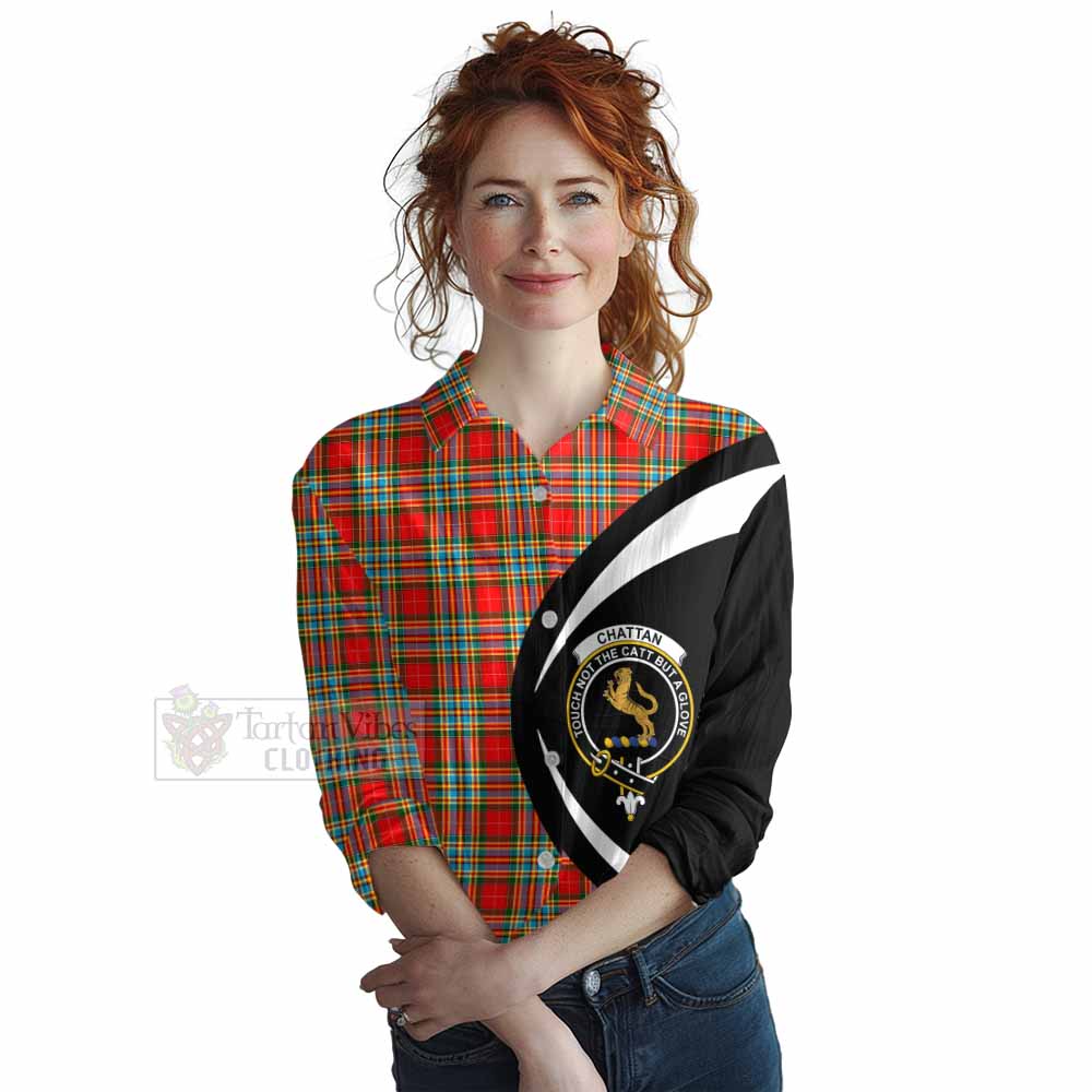 Tartan Vibes Clothing Chattan Tartan Women's Casual Shirt with Family Crest Circle Style