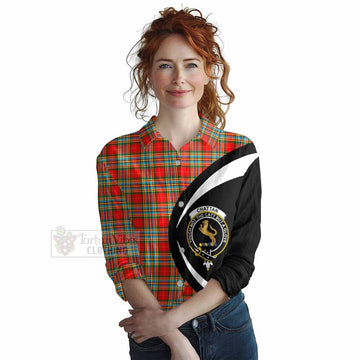 Chattan Tartan Women's Casual Shirt with Family Crest Circle Style