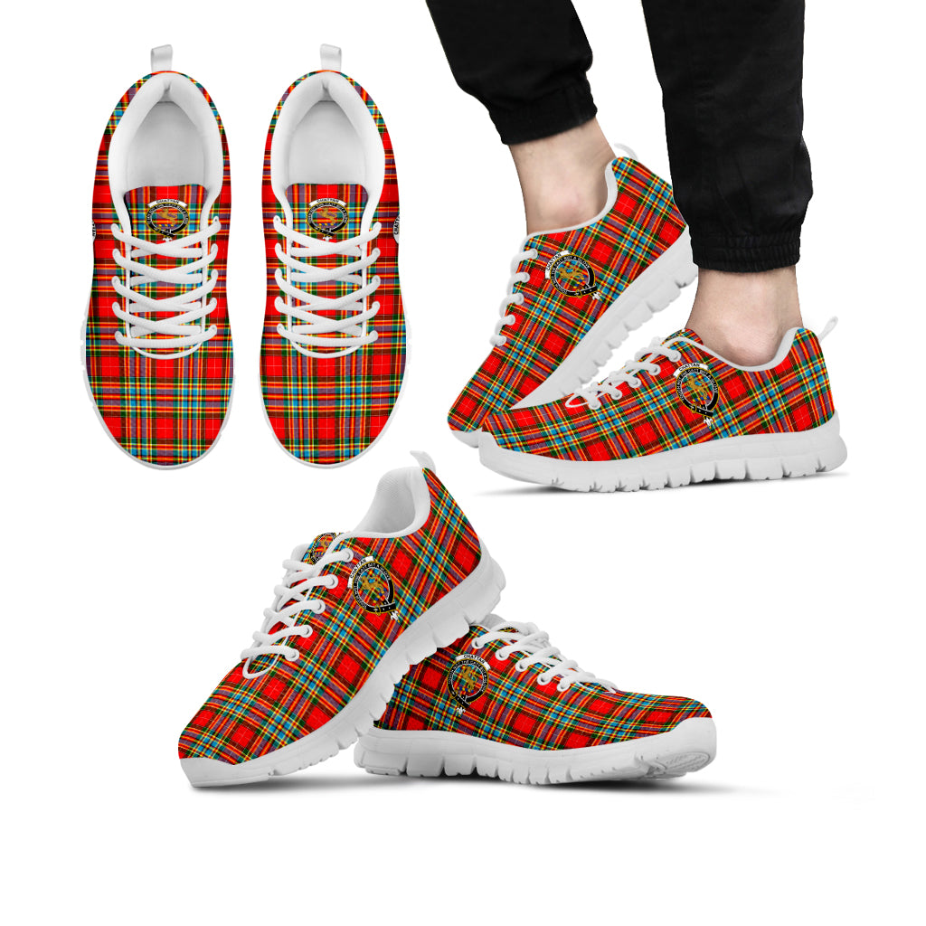 Chattan Tartan Sneakers with Family Crest Kid's Sneakers - Tartan Vibes Clothing