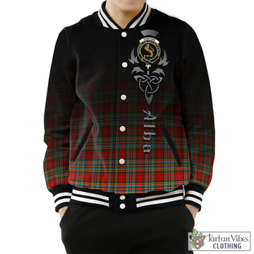 Chattan Tartan Baseball Jacket Featuring Alba Gu Brath Family Crest Celtic Inspired