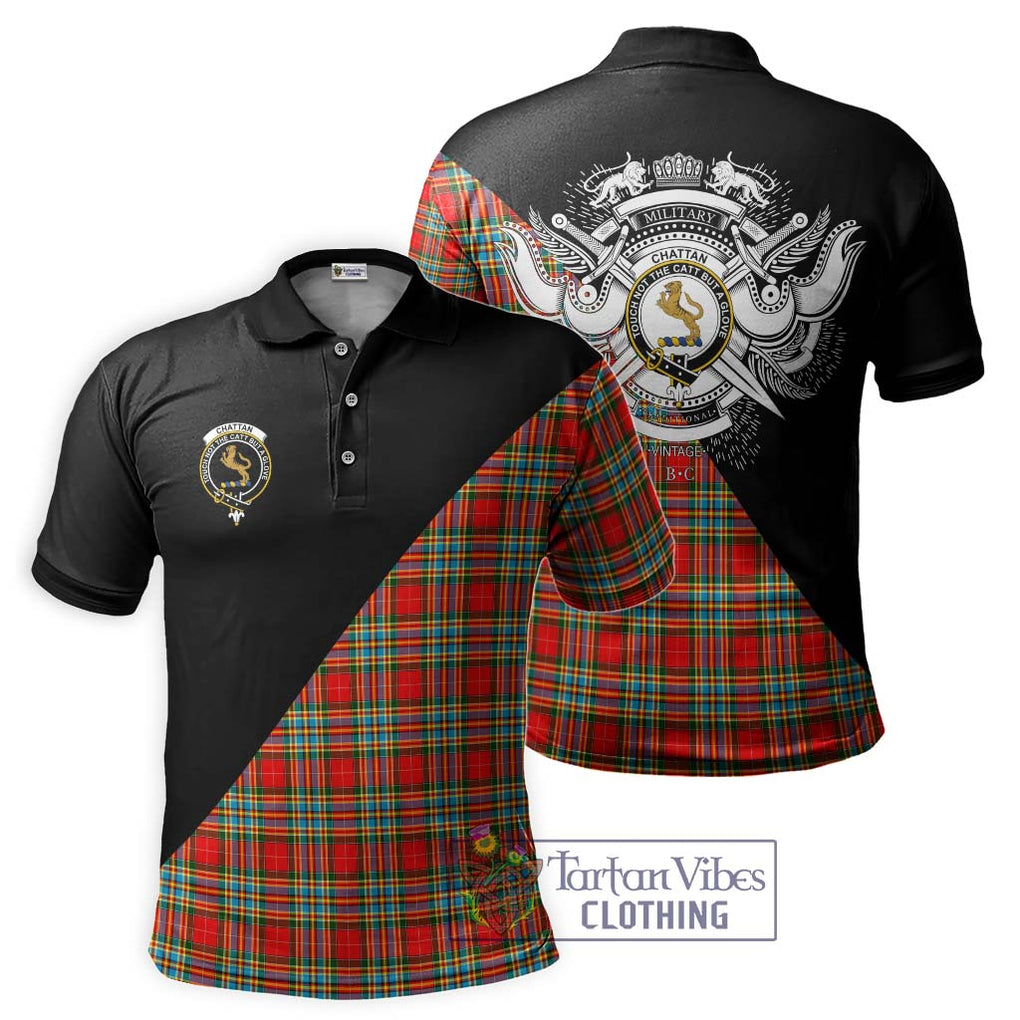 Chattan Tartan Polo Shirt with Family Crest and Military Logo Style Kid - Tartanvibesclothing Shop