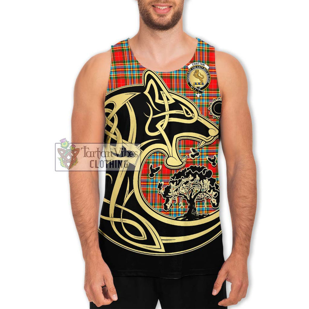 Chattan Tartan Men's Tank Top with Family Crest Celtic Wolf Style Men - Tartan Vibes Clothing