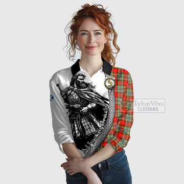 Chattan Tartan Clan Crest Women's Casual Shirt with Highlander Warrior Celtic Style