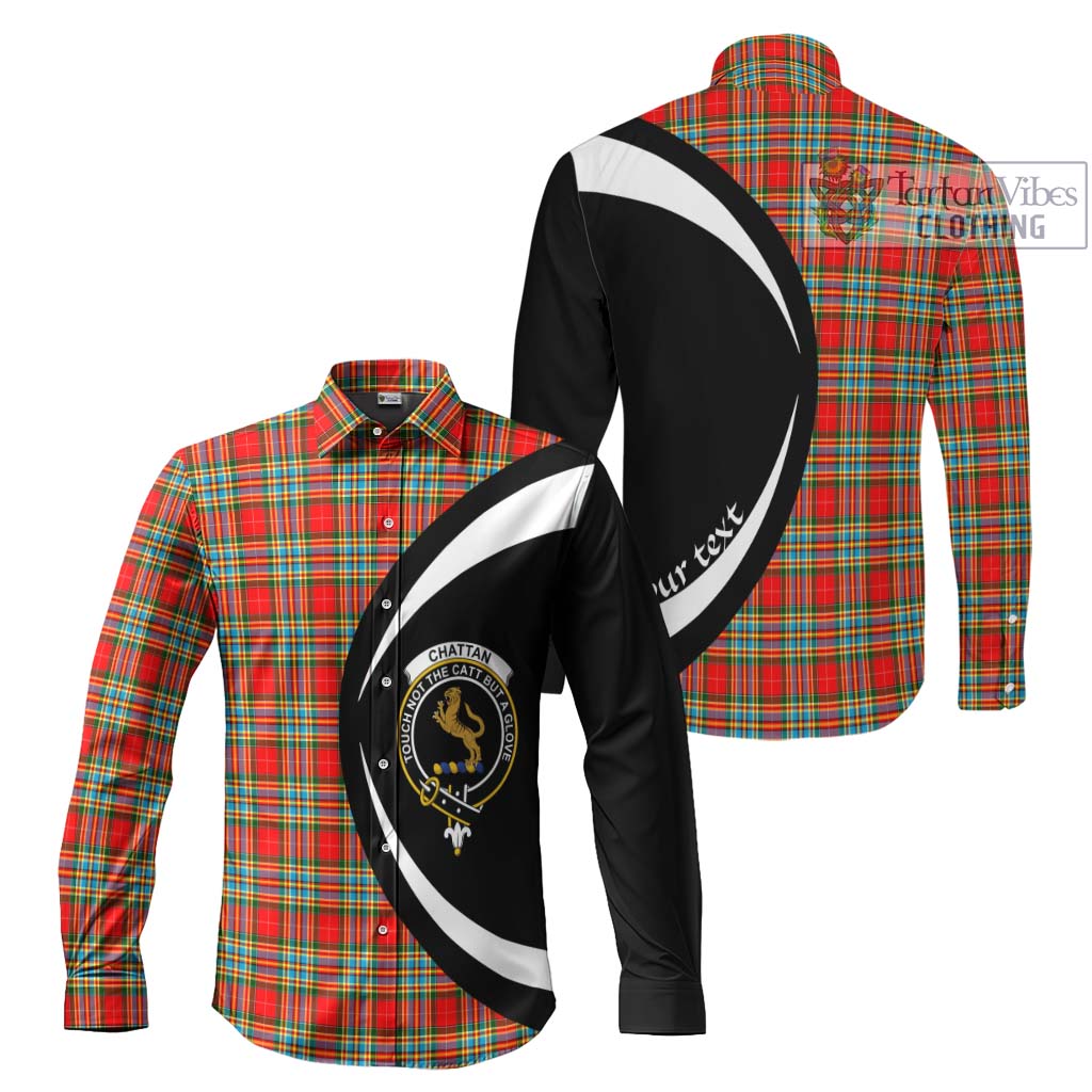 Chattan Tartan Long Sleeve Button Up with Family Crest Circle Style Men's Shirt S - Tartan Vibes Clothing