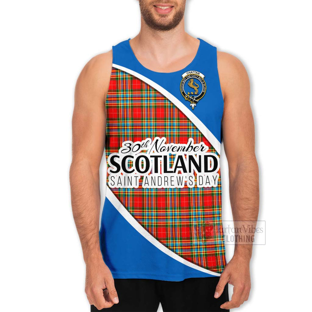 Tartan Vibes Clothing Chattan Family Crest Tartan Men's Tank Top Celebrate Saint Andrew's Day in Style