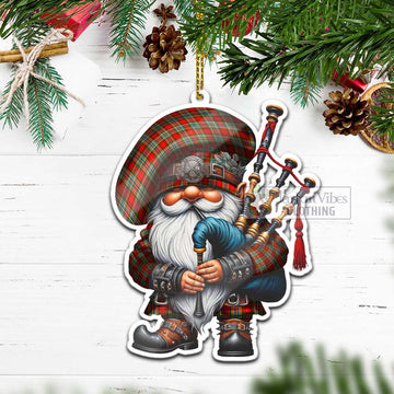 Chattan Tartan Bagpiper Gnome Christmas Ornament