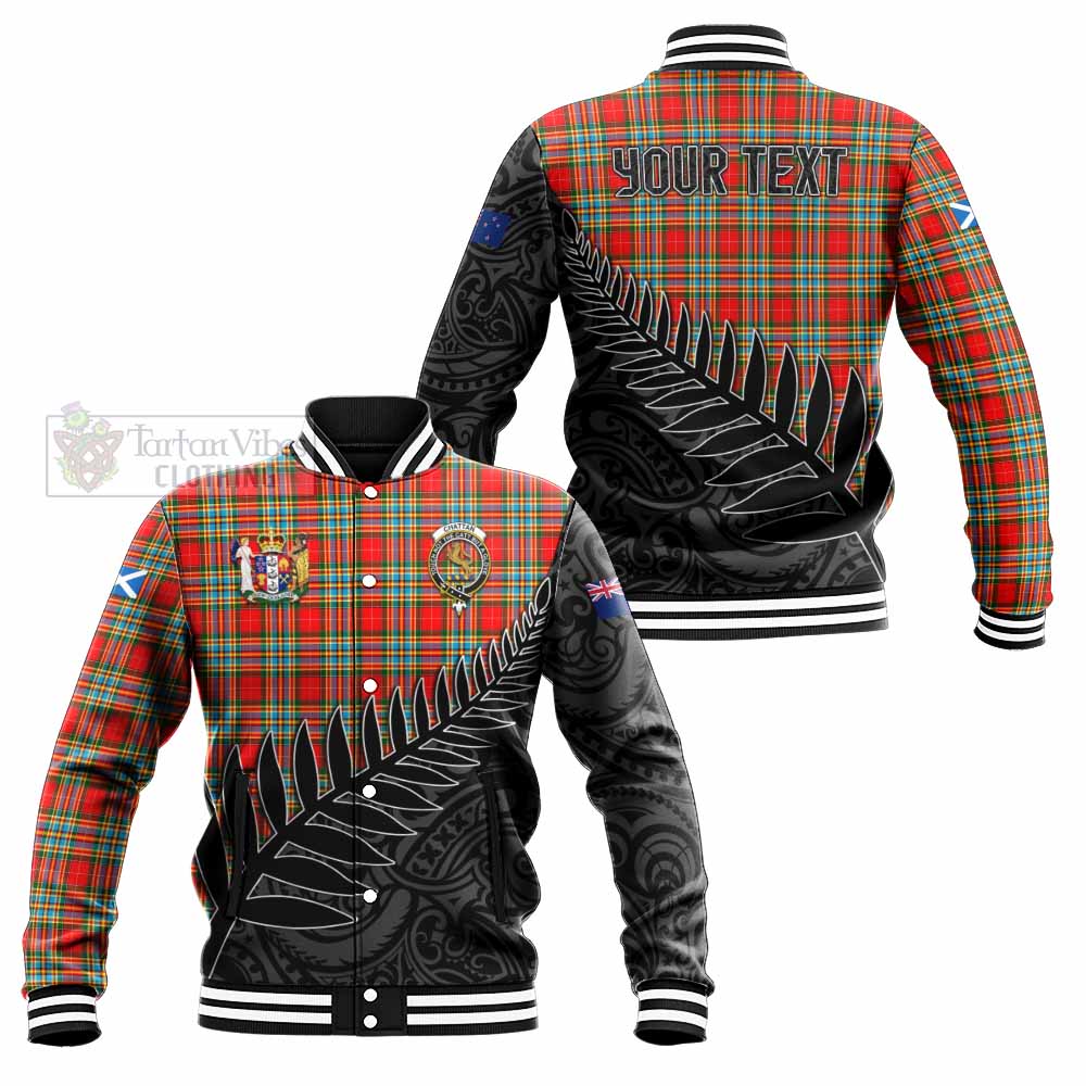 Tartan Vibes Clothing Chattan Crest Tartan Baseball Jacket with New Zealand Silver Fern Half Style