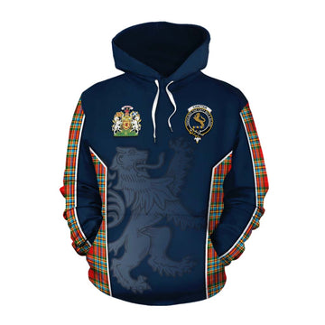 Chattan Tartan Cotton Hoodie with Family Crest and Lion Rampant Vibes Sport Style