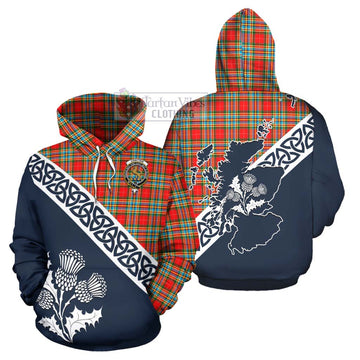 Chattan Tartan Hoodie Featuring Thistle and Scotland Map