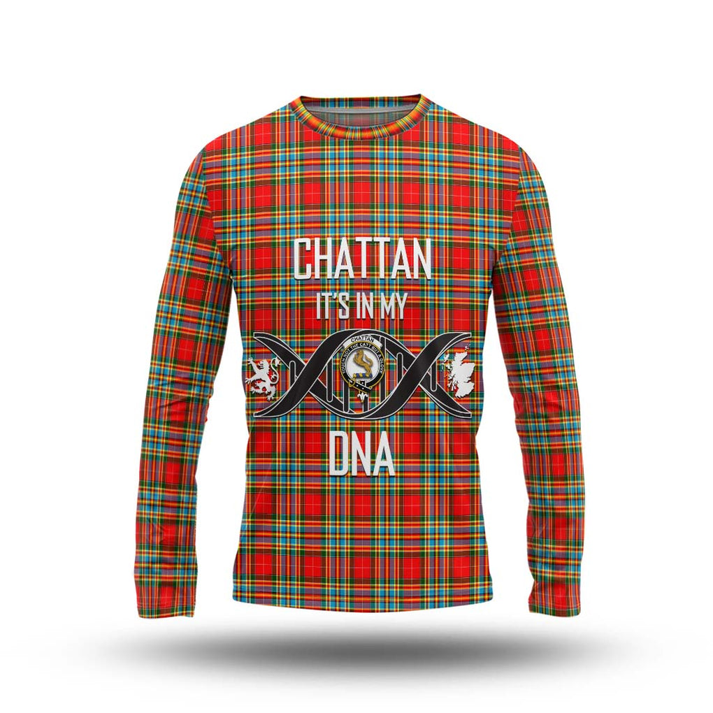 Chattan Tartan Long Sleeve T-Shirt with Family Crest DNA In Me Style Unisex - Tartanvibesclothing Shop