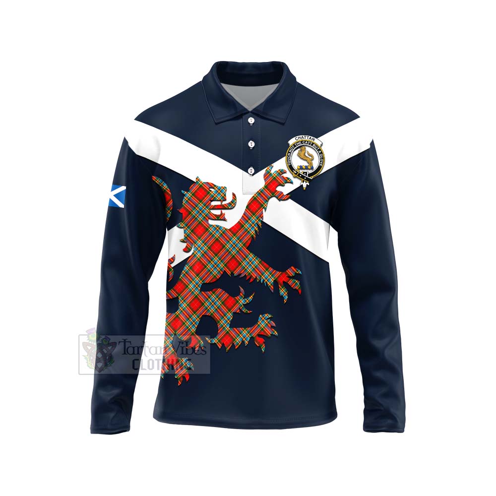 Tartan Vibes Clothing Chattan Tartan Lion Rampant Long Sleeve Polo Shirt – Proudly Display Your Heritage with Alba Gu Brath and Clan Name