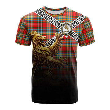Chattan Crest Tartan Cotton T-shirt with Golden Lion Emblem Celtic Style Kid's Shirt - Tartan Vibes Clothing