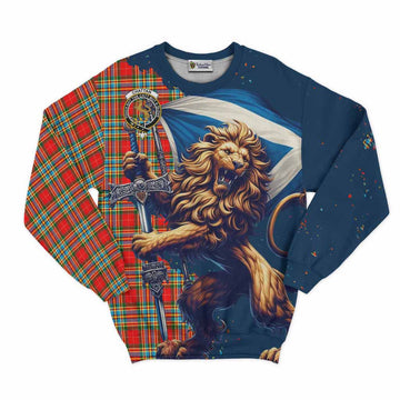 Chattan Tartan Family Crest Sweatshirt with Scottish Majestic Lion