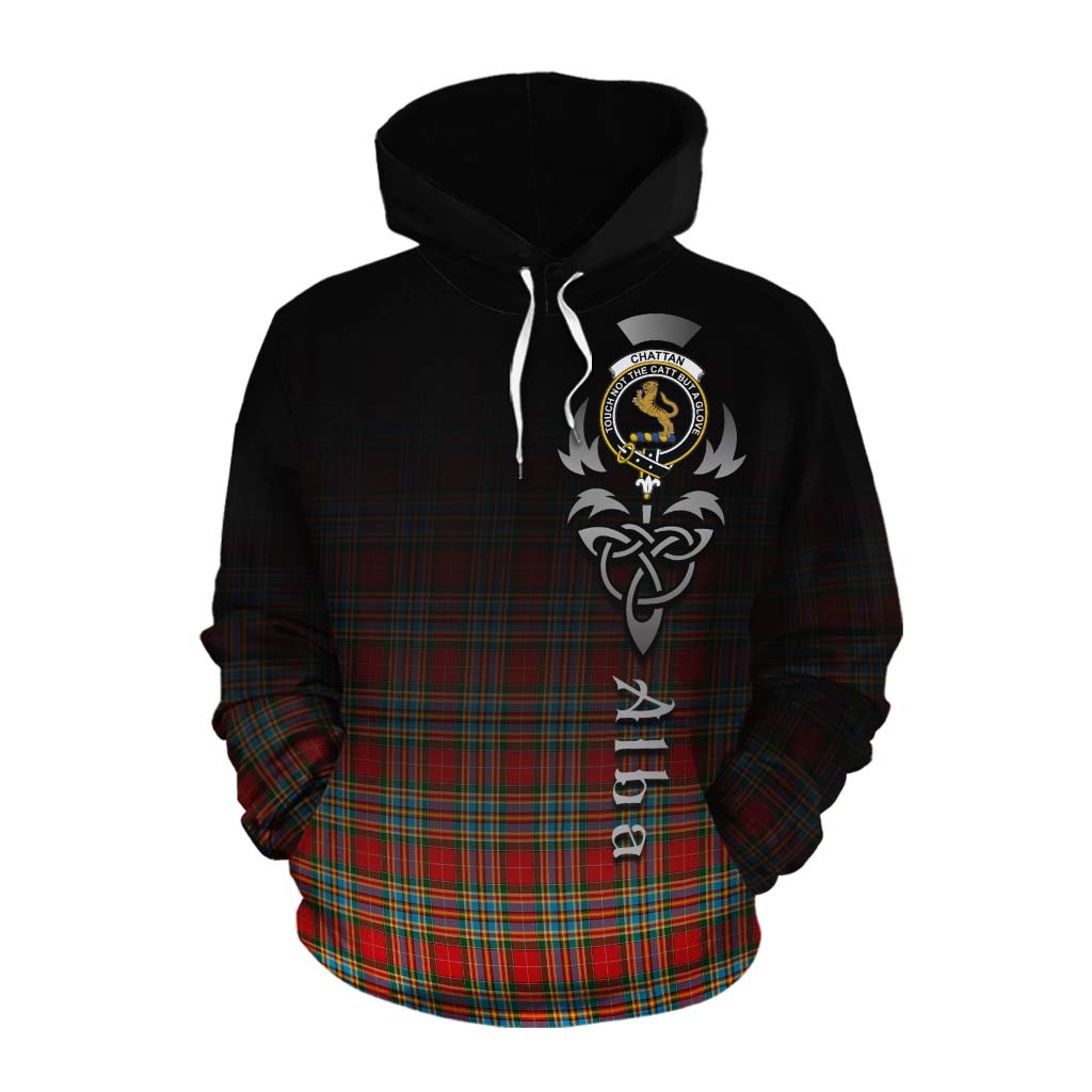 Tartan Vibes Clothing Chattan Tartan Cotton Hoodie Featuring Alba Gu Brath Family Crest Celtic Inspired