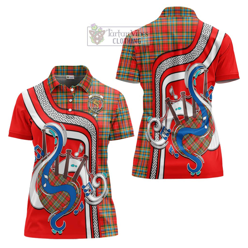 Chattan Tartan Women's Polo Shirt with Epic Bagpipe Style Women - Tartanvibesclothing Shop