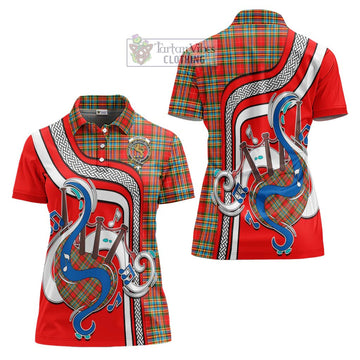 Chattan Tartan Women's Polo Shirt with Epic Bagpipe Style