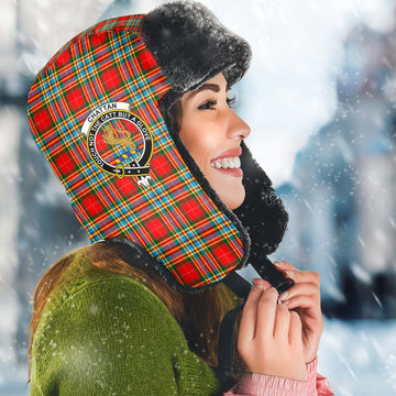 Chattan Tartan Winter Trapper Hat with Family Crest