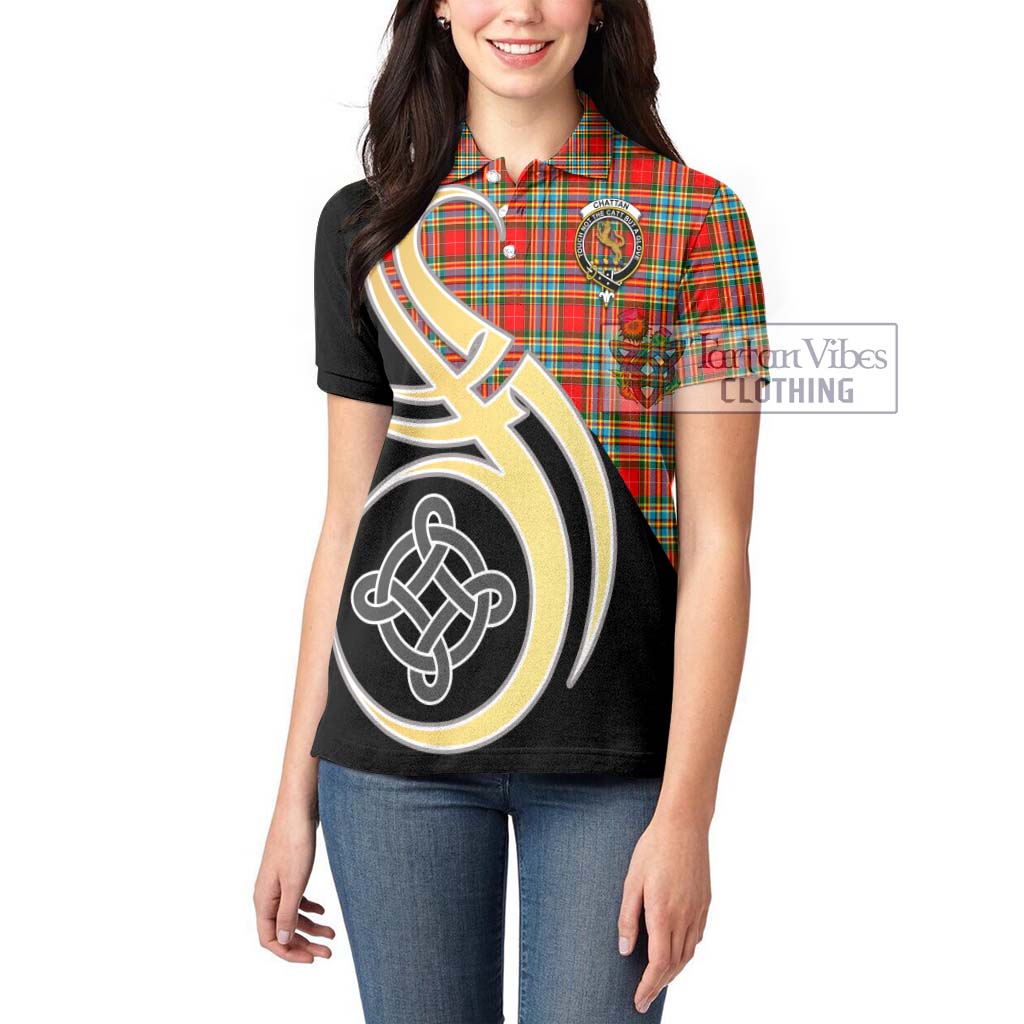 Chattan Tartan Women's Polo Shirt with Family Crest and Celtic Symbol Style Women - Tartan Vibes Clothing