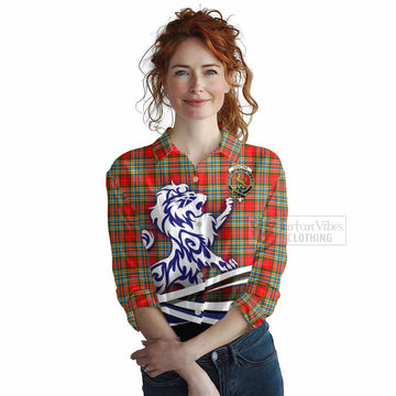 Chattan Tartan Women's Casual Shirt with Alba Gu Brath Regal Lion Emblem