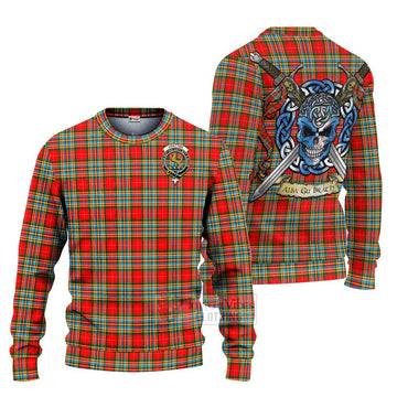 Chattan Tartan Ugly Sweater with Family Crest Celtic Skull Style