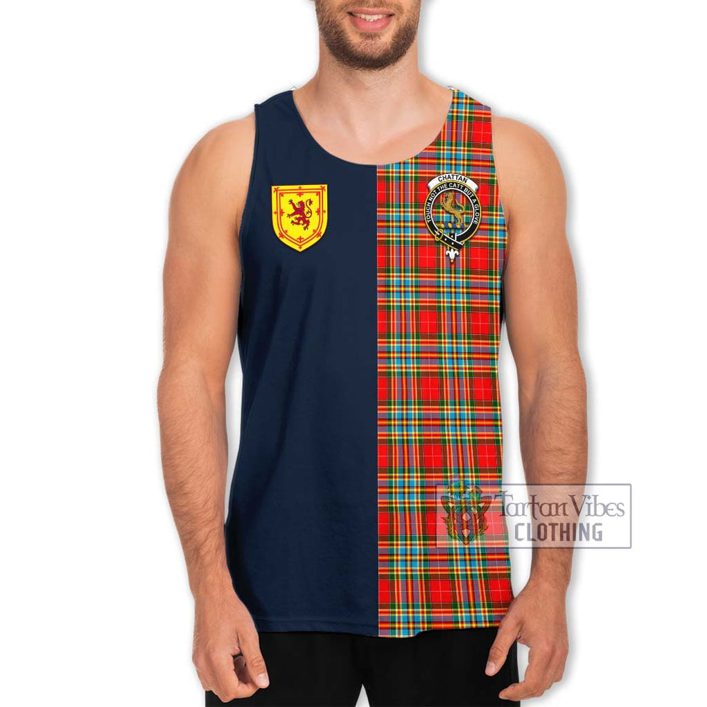 Tartan Vibes Clothing Chattan Tartan Men's Tank Top with Scottish Lion Royal Arm Half Style